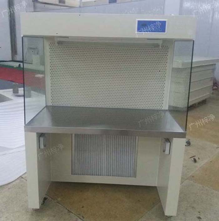 超凈工作臺的工作原理為：通過風機將空氣吸入，經由靜壓箱通過高效過濾器過濾，將過濾后的潔凈空氣以垂直或水平氣流的狀態送出，使操作區域持續在潔凈空氣的控制下達到百級潔凈度，保證生產對環境潔凈度的要求。